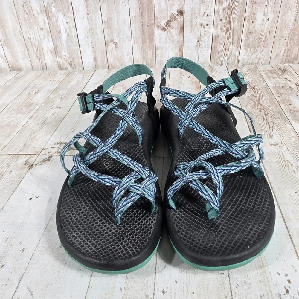 Chaco Z Cloud X2 Womens 10 Sport Sandals Teal Blue Multi Strap Toe Loop Hiking‎